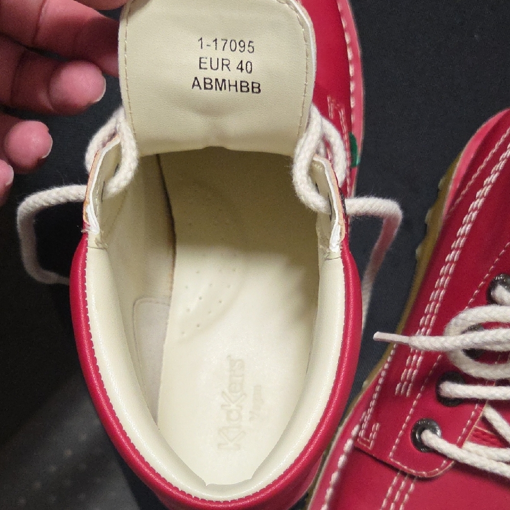Kickers Red Lace-Up Shoes with Cream Interior